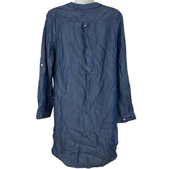 HONEY PUNCH Denim Chambray Long Sleeve Shirt Style Tunic V-Neck Dress sz Small S - Picture 11 of 16